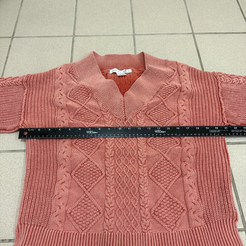 Altar'd State Coral V-Neck Cable Knit Sweater Women Size M - Picture 3 of 5